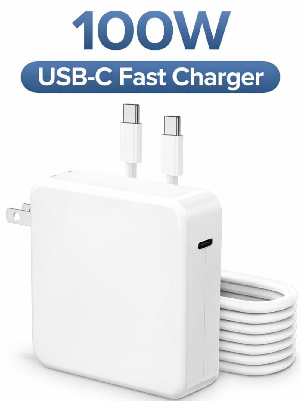 100W USB-C Fast Charger for MacBook Pro/Air, PD Wall Adapter for iPad Pro